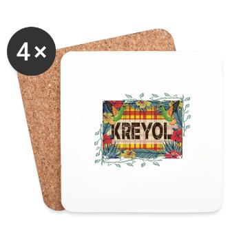 Beautiful Gift Idea KREYOL OR CREOLE style madras - Coasters (set of 4) - white - Front