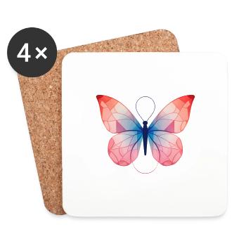 Geometrical Butterfly - Coasters (set of 4) - white - Front