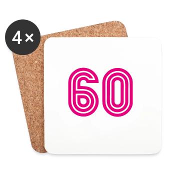 60. 60 JAHRE. 60-JÄHRIGES JUBILÄUM. 60. GEBURTSTAG. - Untersetzer (4er-Set) - Weiß - Vorne