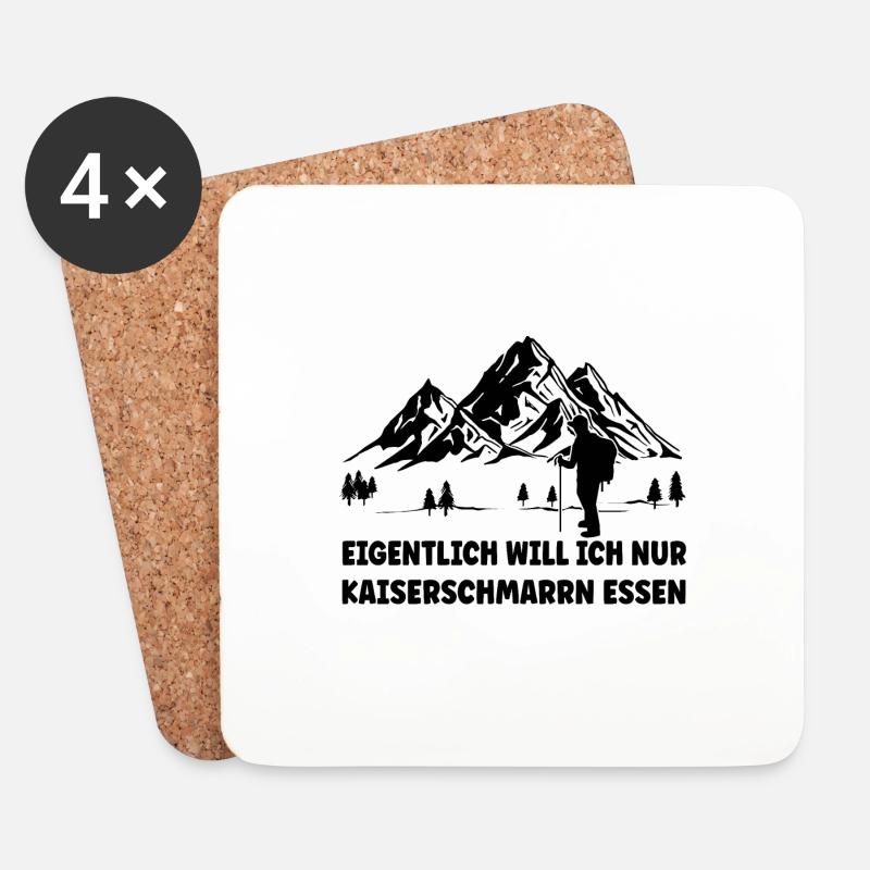 Wandern - eigentlich will ich Kaiserschmarren - Untersetzer (4er-Set) - Weiß