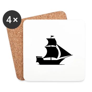 Bateau pirate - Dessous de verre (lot de 4) - blanc - Devant
