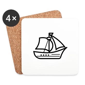 Bateau pirate - Dessous de verre (lot de 4) - blanc - Devant