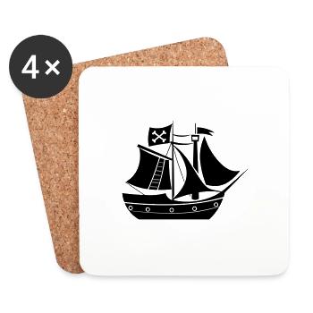 Piratenschiff - Untersetzer (4er-Set) - Weiß - Vorne