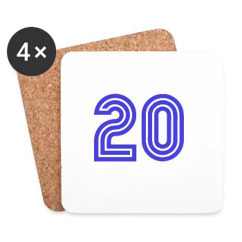 20. 20 ANS. 20e ANNIVERSAIRE. ANNIVERSAIRE 20 ANS. - Dessous de verre (lot de 4) - blanc - Devant
