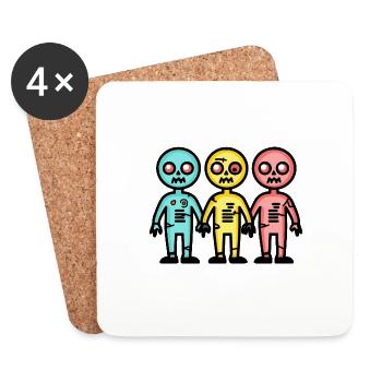 Zombies Halloween Mignon - Dessous de verre (lot de 4) - blanc - Devant