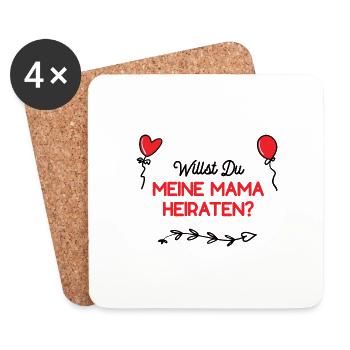 Willst Du Mama Heiraten Heiratsantrag Verlobung - Untersetzer (4er-Set) - Weiß - Vorne