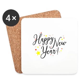 Bonne Année, Nouvel An, Réveillon du Nouvel An - Dessous de verre (lot de 4) - blanc - Devant