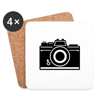 Appareil photo - Dessous de verre (lot de 4) - blanc - Devant