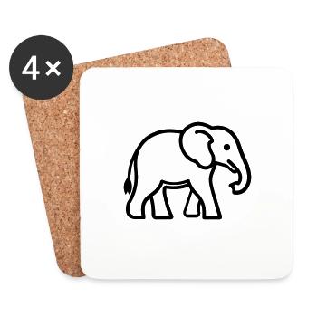 elephant - Dessous de verre (lot de 4) - blanc - Devant