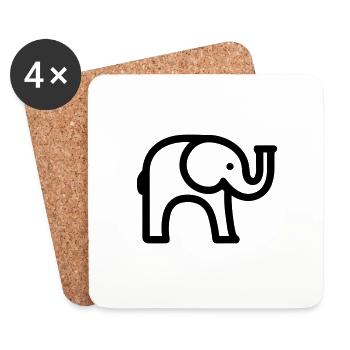 Elephant - Coasters (set of 4) - white - Front