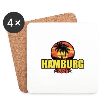 Hamburg 2025 Holiday Palm Trees Colorful - Coasters (set of 4) - white - Front