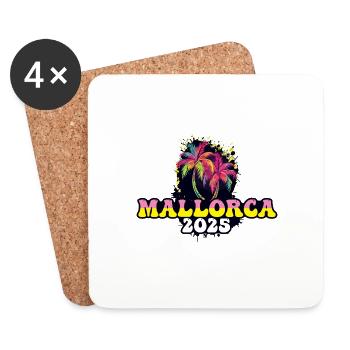 Majorque 2025 Palmiers de vacances - Dessous de verre (lot de 4) - blanc - Devant