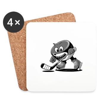 eis hockey puck illustration vektor zeichnung - Untersetzer (4er-Set) - Weiß - Vorne