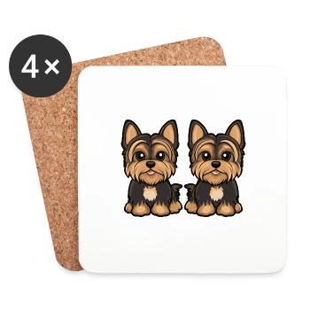 Yorkshire Terrier Chien Bande dessinée - Dessous de verre (lot de 4) - blanc - Devant