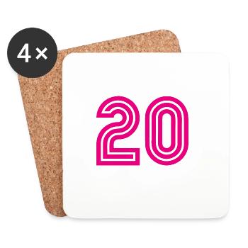 20. 20e ANNIVERSAIRE. ANNIVERSAIRE 20 ANS. 20 ANS. - Dessous de verre (lot de 4) - blanc - Devant