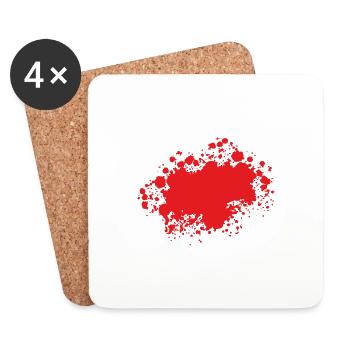 Blob de peinture éclaboussures peintre cadeau rouge - Dessous de verre (lot de 4) - blanc - Devant