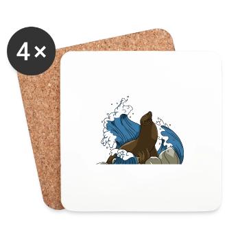 Seelöwe Wellen Tiere Wasser Meer Tier Geschenk - Untersetzer (4er-Set) - Weiß - Vorne