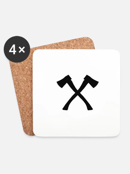 Axt gekreuzt - Untersetzer (4er-Set) - Weiß