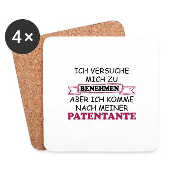 Ich versuche Mich zu benehmen Patentante - Untersetzer (4er-Set) - Weiß - Vorne