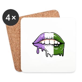Tropfende Genderqueer Lippen Genderqueer - Untersetzer (4er-Set) - Weiß - Vorne