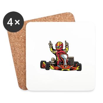 Gehen Sie Kart-Champion. Titelverteidiger Gift - Untersetzer (4er-Set) - Weiß - Vorne