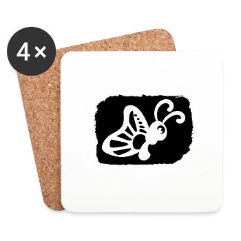 drôle de papillon - conservation de la nature environnement climat - Dessous de verre (lot de 4) - blanc - Devant