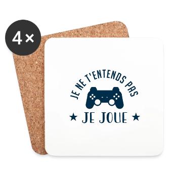 Je Ne T'Entends Pas Je Joue - Gamer - Dessous de verre (lot de 4) - blanc - Devant