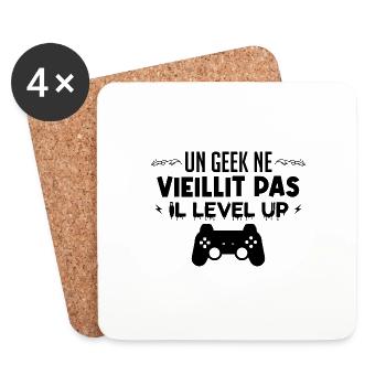 Un geek ne vieilli pas... Il level up - Dessous de verre (lot de 4) - blanc - Devant