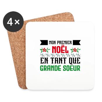 Le premier Noël en tant que grande sœur - Dessous de verre (lot de 4) - blanc - Devant