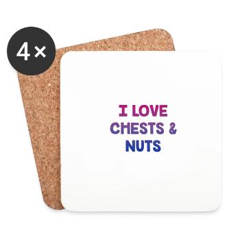 I Love Chests and Nuts Bisexual LGBTQ Bi Pride - Untersetzer (4er-Set) - Weiß - Vorne