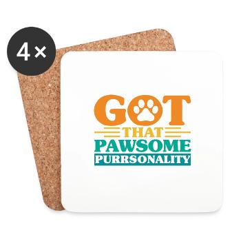 Katzeneltern Katzen Sprüche Katze Geschenk - Untersetzer (4er-Set) - Weiß - Vorne