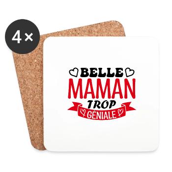 Belle maman trop géniale. cadeau belle maman. mère - Dessous de verre (lot de 4) - blanc - Devant