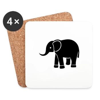 elephant - Dessous de verre (lot de 4) - blanc - Devant