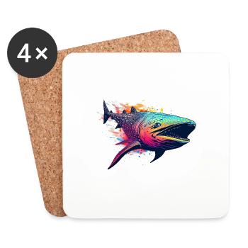 Requin-baleine - Dessous de verre (lot de 4) - blanc - Devant