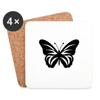 Papillon - Dessous de verre (lot de 4) - blanc - Devant