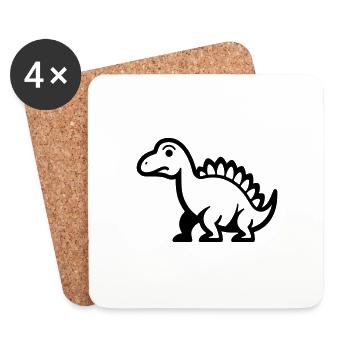 Dinosaure - Dessous de verre (lot de 4) - blanc - Devant