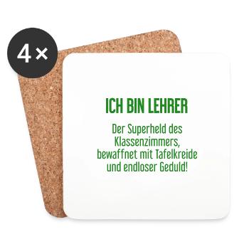 Lehrer - Der Superheld des Klassenzimmers! - Untersetzer (4er-Set) - Weiß - Vorne