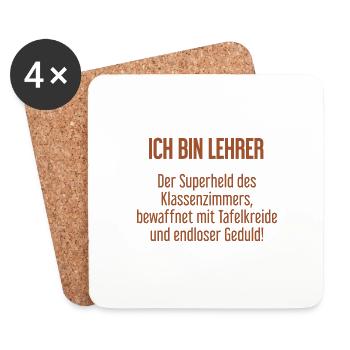 Lehrer - Der Superheld des Klassenzimmers! - Untersetzer (4er-Set) - Weiß - Vorne