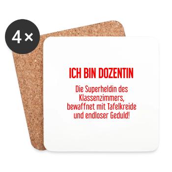 Dozentin - Die Superheldin des Klassenzimmers! - Untersetzer (4er-Set) - Weiß - Vorne