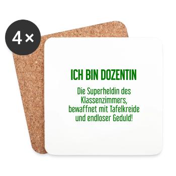 Dozentin - Die Superheldin des Klassenzimmers! - Untersetzer (4er-Set) - Weiß - Vorne