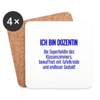 Dozentin - Die Superheldin des Klassenzimmers! - Untersetzer (4er-Set) - Weiß - Vorne