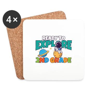 First Day Of School Day Ready to Explore 2nd - Coasters (set of 4) - white - Front