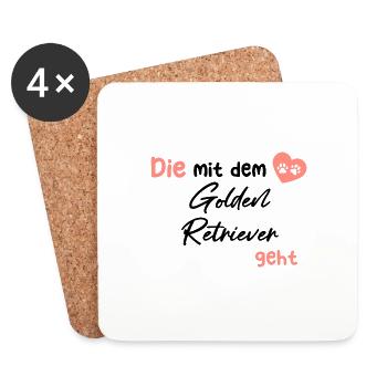 Die mit dem Golden Retriever geht - Hund Hundelieb - Untersetzer (4er-Set) - Weiß - Vorne