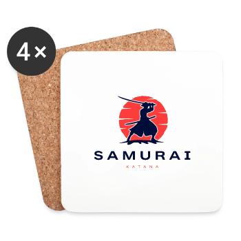 Samouraï - Dessous de verre (lot de 4) - blanc - Devant