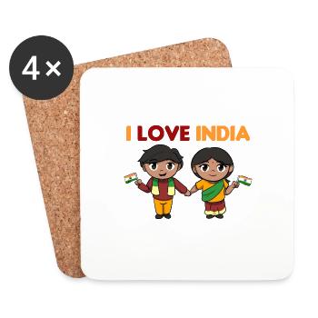 Indien Inder Hindu Stolz Flagge Land I Geschenk - Untersetzer (4er-Set) - Weiß - Vorne