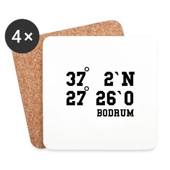 Bodrum Coordinates Turkey Vacation Idea - Coasters (set of 4) - white - Front