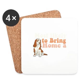 Most Likely To Bring Home A Dog Mom Dad I Love - Coasters (set of 4) - white - Front