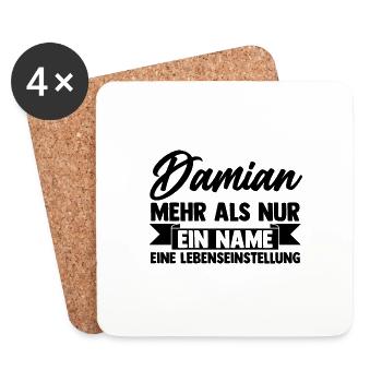 Vorname Damian - Untersetzer (4er-Set) - Weiß - Vorne