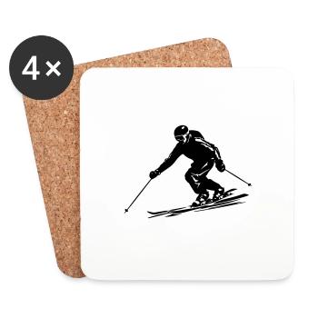 Ski Fahren Skiing Mann Symbol - Untersetzer (4er-Set) - Weiß - Vorne