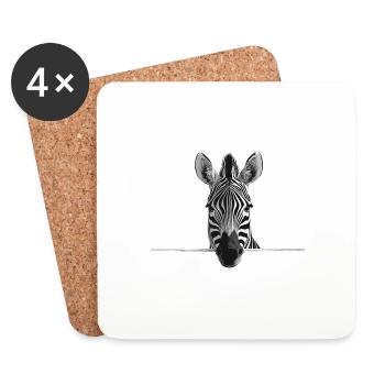 Zebra - Untersetzer (4er-Set) - Weiß - Vorne